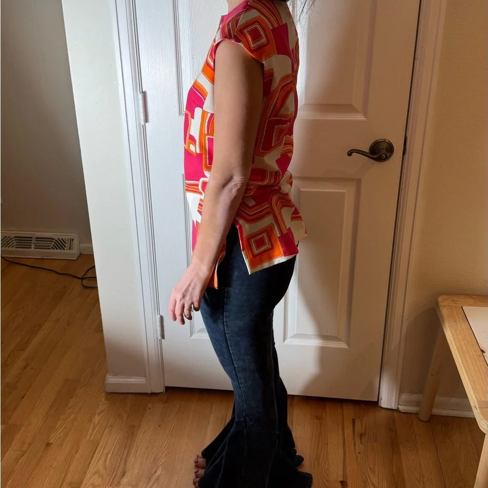 🌸 Vintage 60s Pykettes Psychedelic Geometric Tunic Blouse | Mod Op-Art Top - Picture 2 of 8